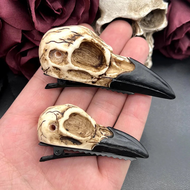 Raven Skull Hair Clip
