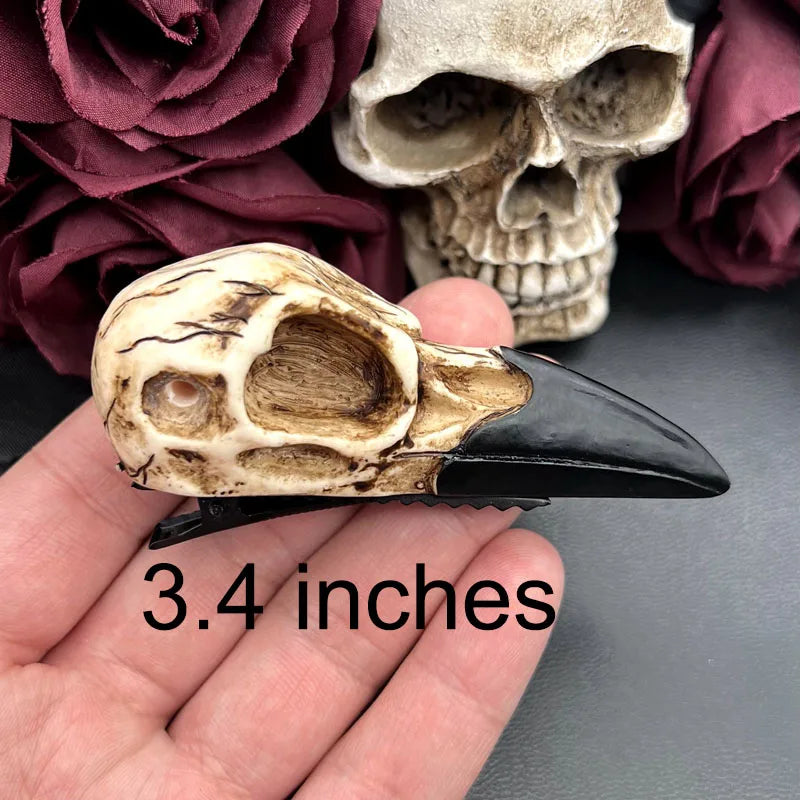 Raven Skull Hair Clip