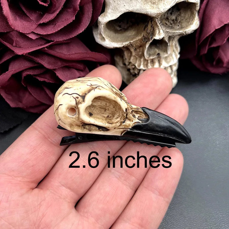 Raven Skull Hair Clip