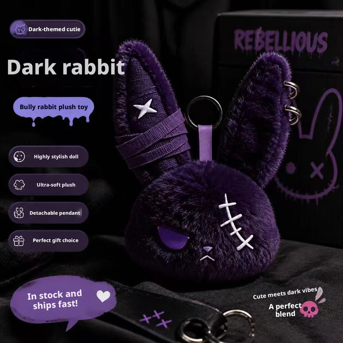 Gothic Bunny Keychain