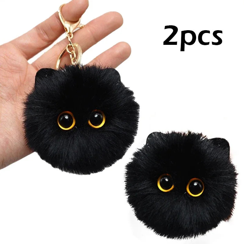 Cute Black Cat Plush Keychain