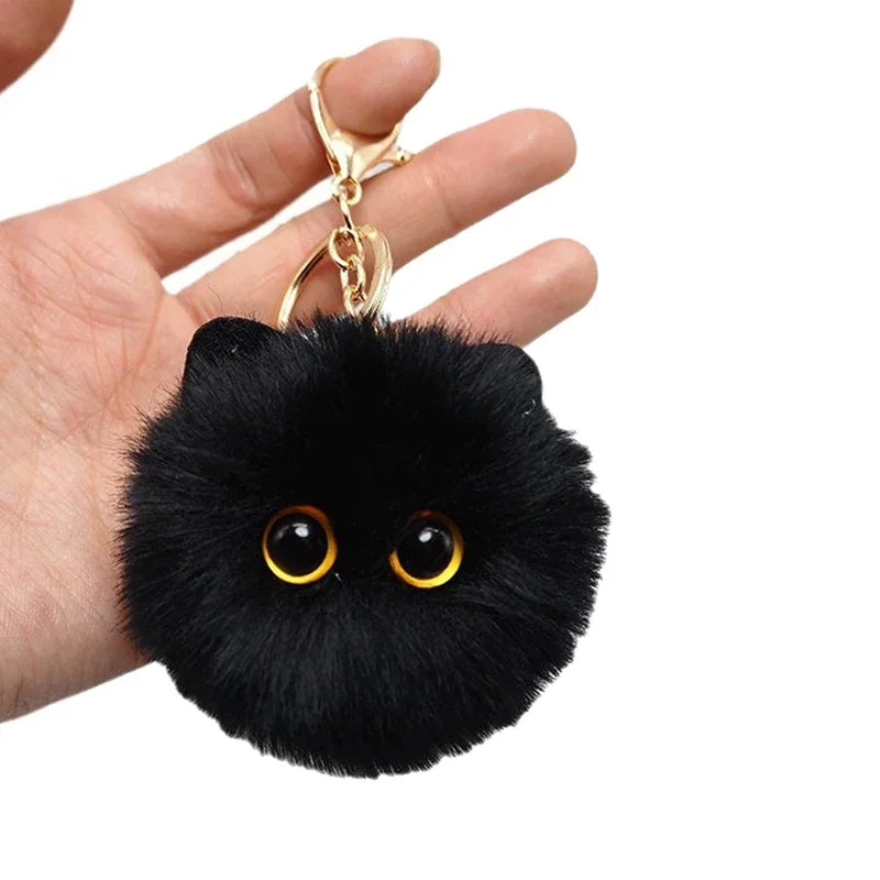 Cute Black Cat Plush Keychain
