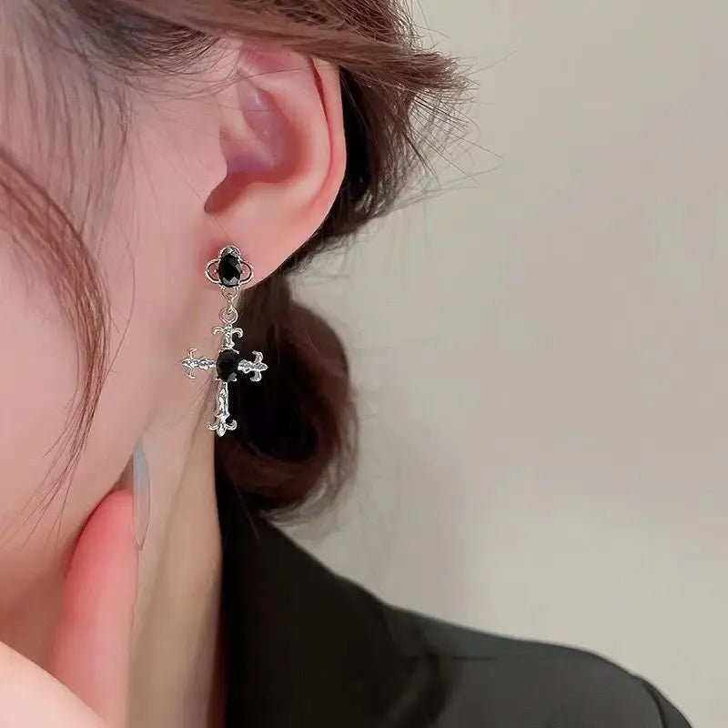 Gothic Cross Drop Earrings