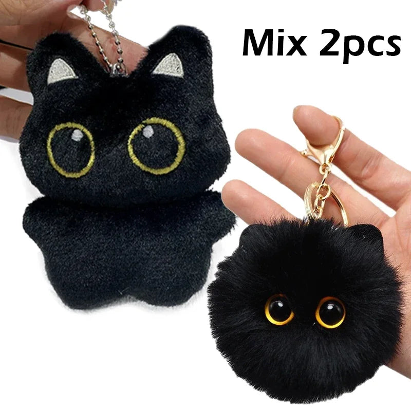 Cute Black Cat Plush Keychain